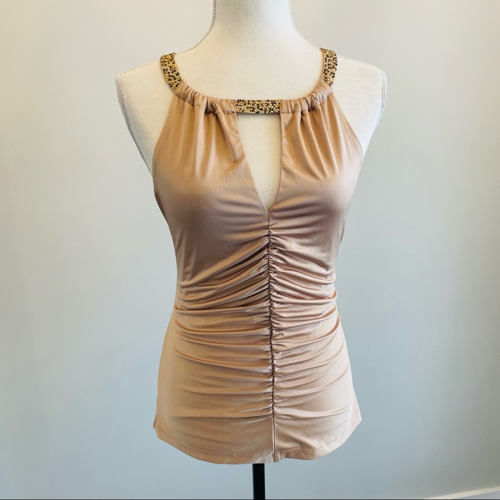 Cache Gold Front Ruched Blouse